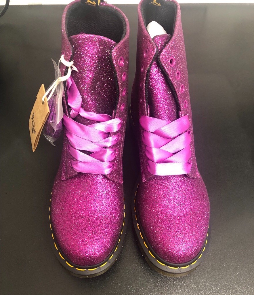 dr martens purple glitter boots
